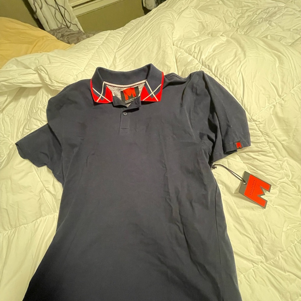 Elegant Navy Polo Shirt with Red Trim